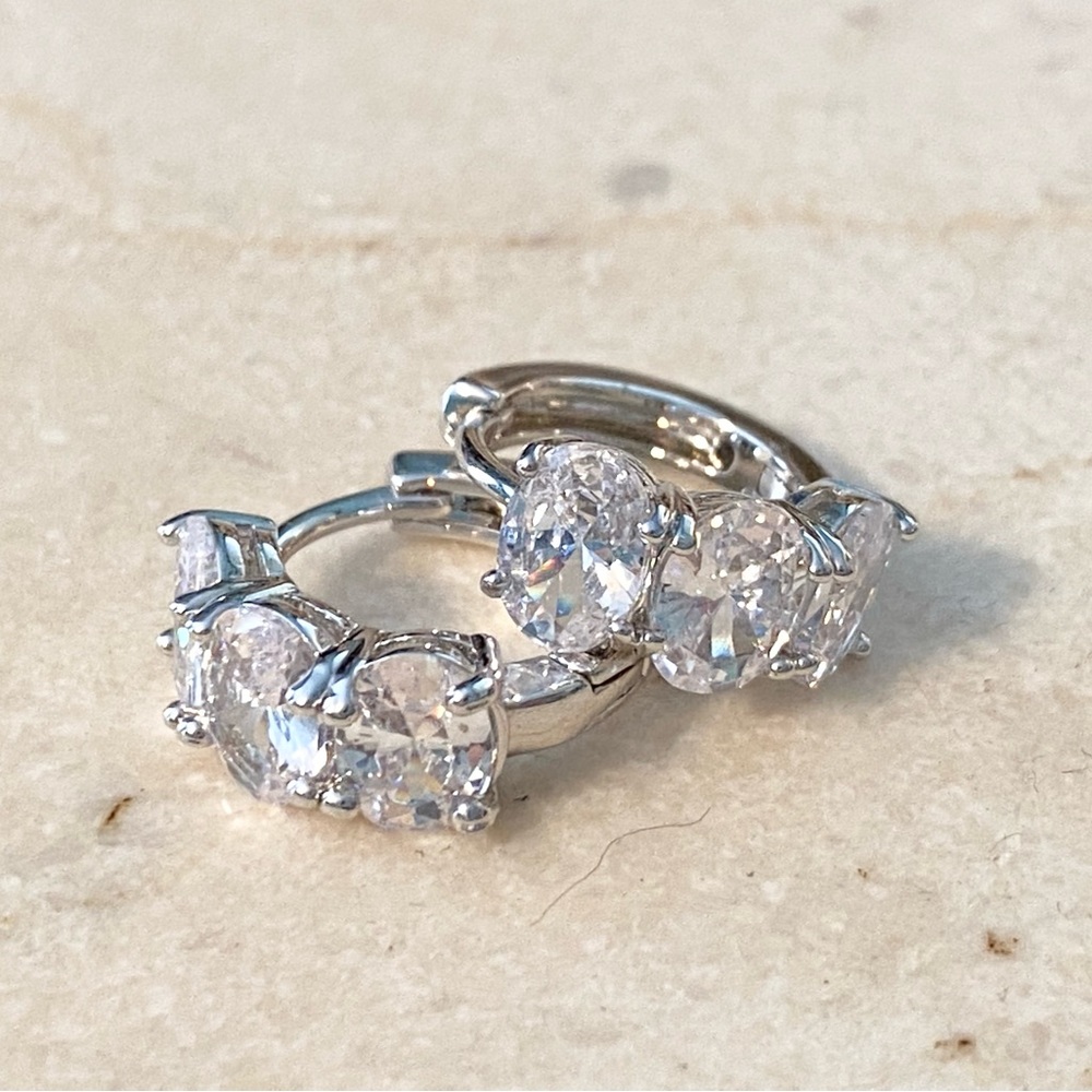 Faux diamond hoop earrings
